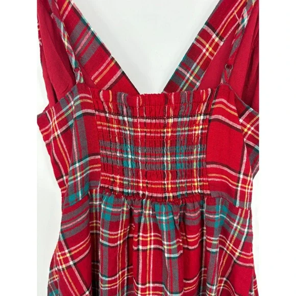 Urban Outfitters Dress Womens XS Red Plaid Sleeveless Mini Belted New - Picture 6 of 13